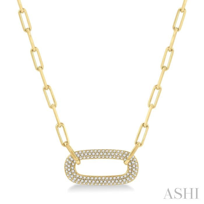 Pave-Set Paperclip Diamond Fashion Pendant