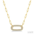Pave-Set Paperclip Diamond Fashion Pendant