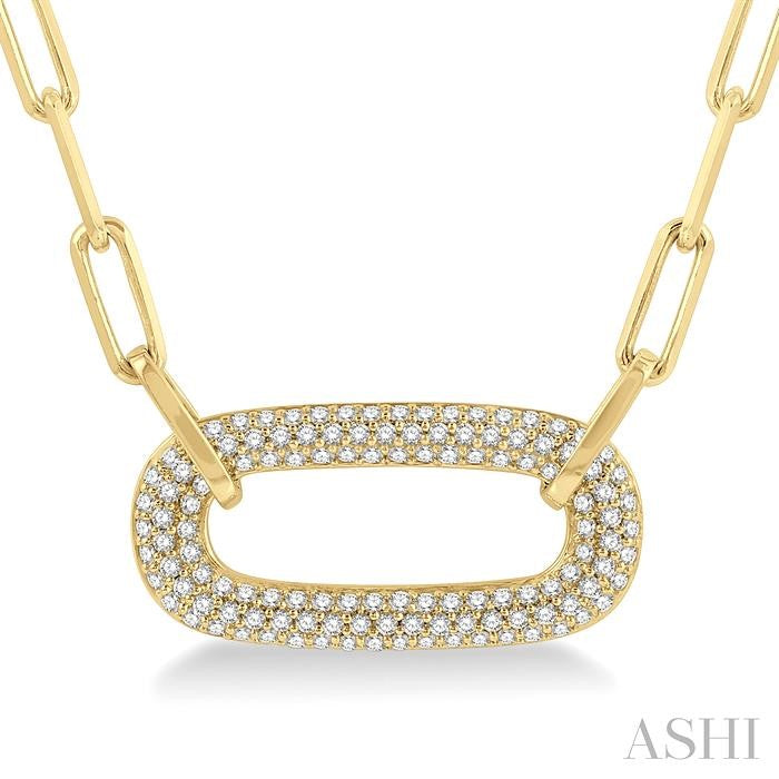 Pave-Set Paperclip Diamond Fashion Pendant