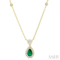 Pear Shape Gemstone & Halo Lovebright Diamond Necklace