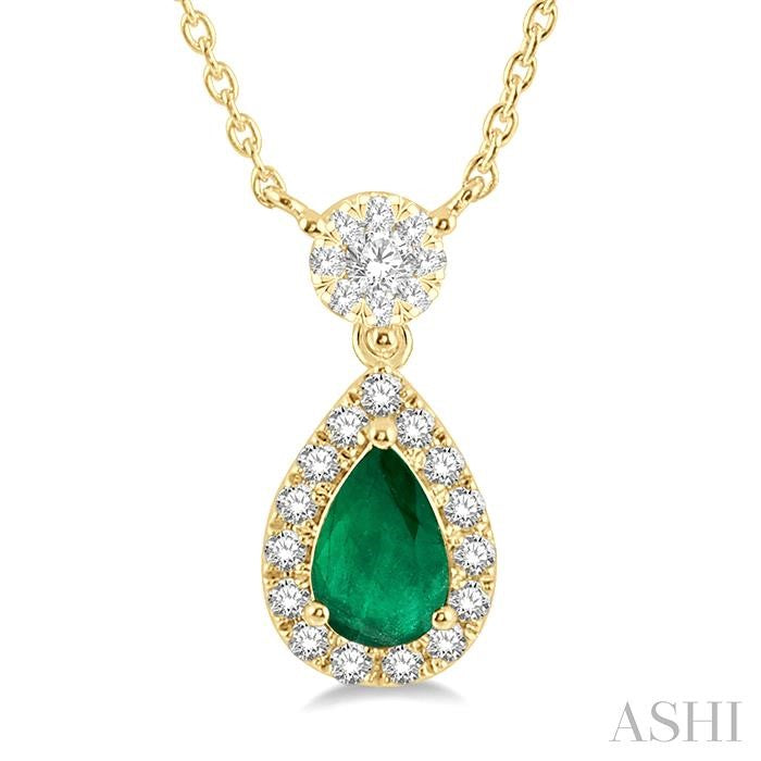 Pear Shape Gemstone & Halo Lovebright Diamond Necklace