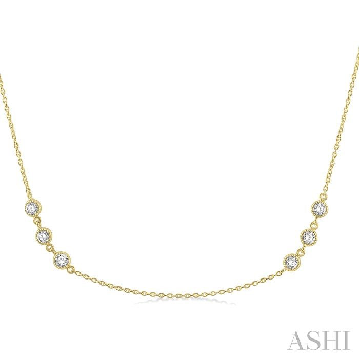 3 Stone Diamond Station Necklace