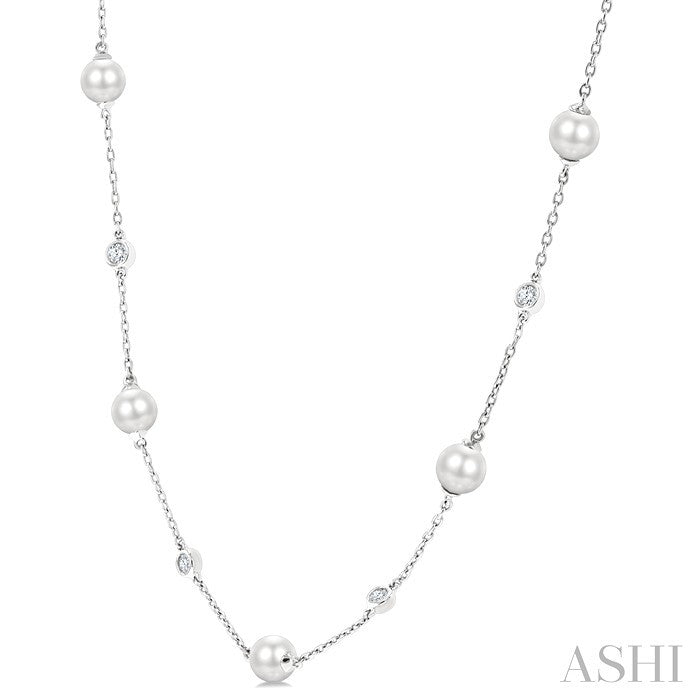 Pearl & Diamond Station Necklace