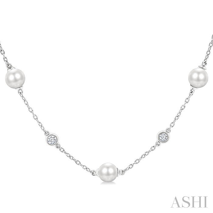 Pearl & Diamond Station Necklace