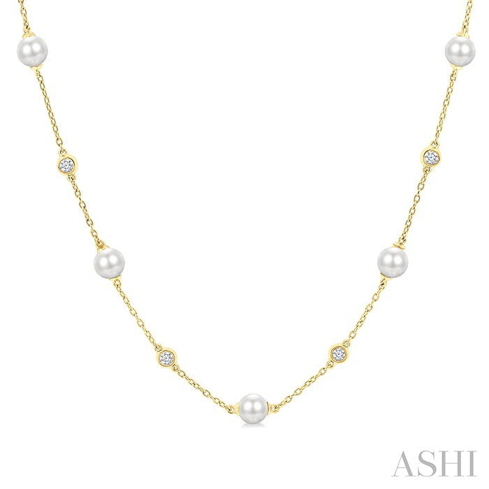 Pearl & Diamond Station Necklace