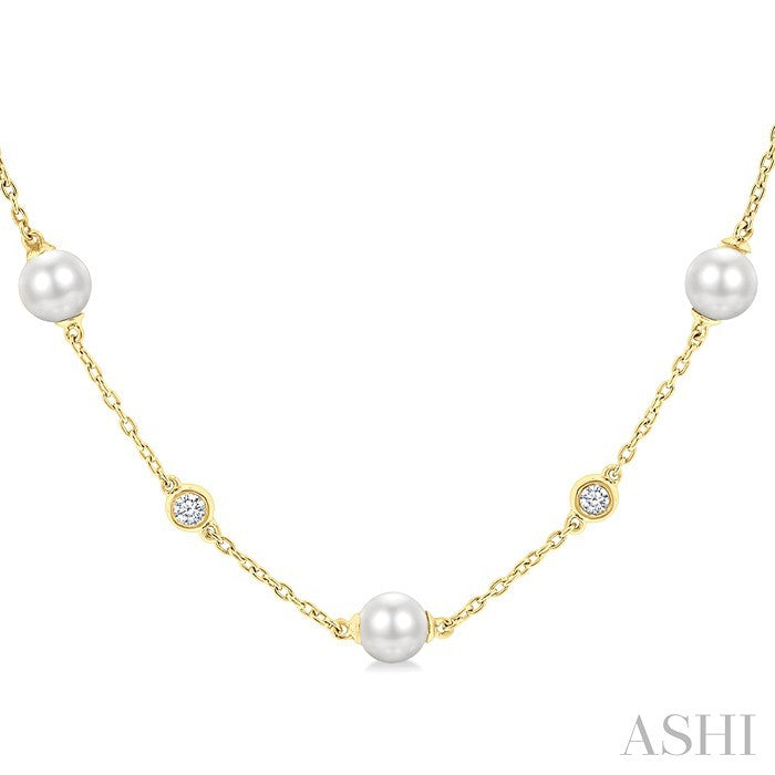Pearl & Diamond Station Necklace