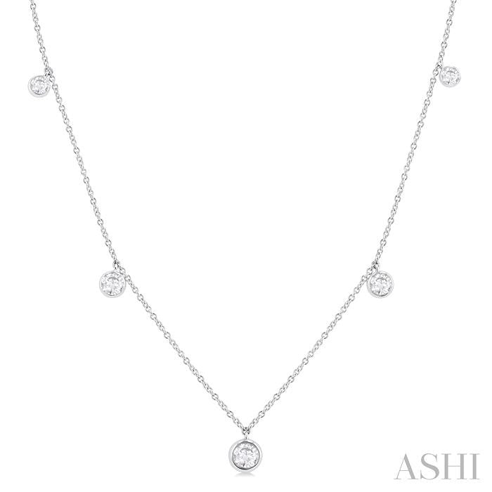 Round Shape Diamond Station Necklace