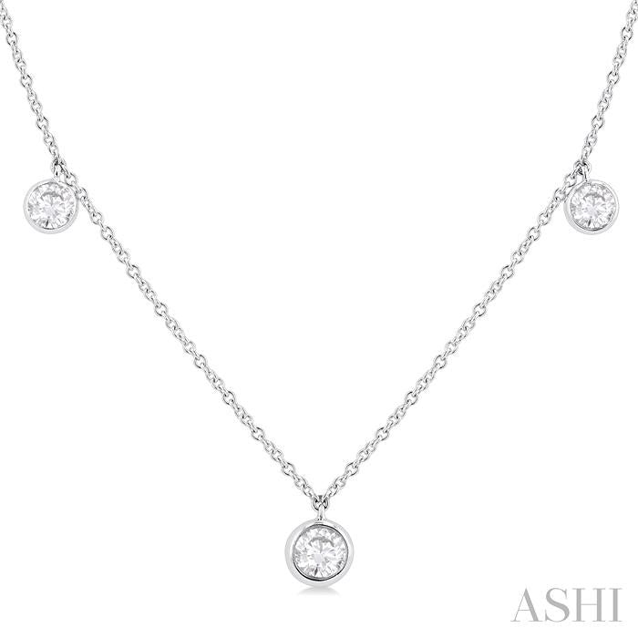 Round Shape Diamond Station Necklace