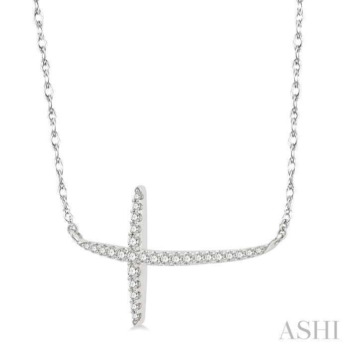 Sideway Cross Diamond Fashion Necklace