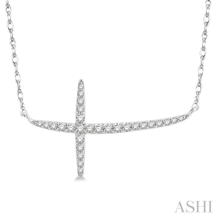 Sideway Cross Diamond Fashion Necklace