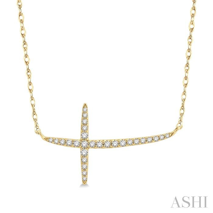Sideway Cross Diamond Fashion Necklace