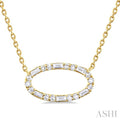Oval Shape East-West Baguette Diamond Pendant