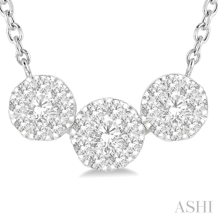 Round Shape Past Present & Future Lovebright Essential Diamond Necklace