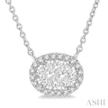 Oval Shape East-West Halo Lovebright Essential Diamond Pendant