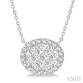 Oval Shape East-West Halo Lovebright Essential Diamond Pendant