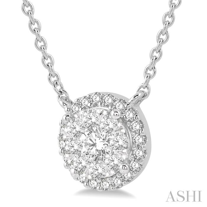 Round Shape Halo Lovebright Essential Diamond Pendant