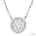 Round Shape Halo Lovebright Essential Diamond Pendant
