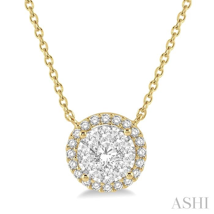 Round Shape Halo Lovebright Essential Diamond Pendant
