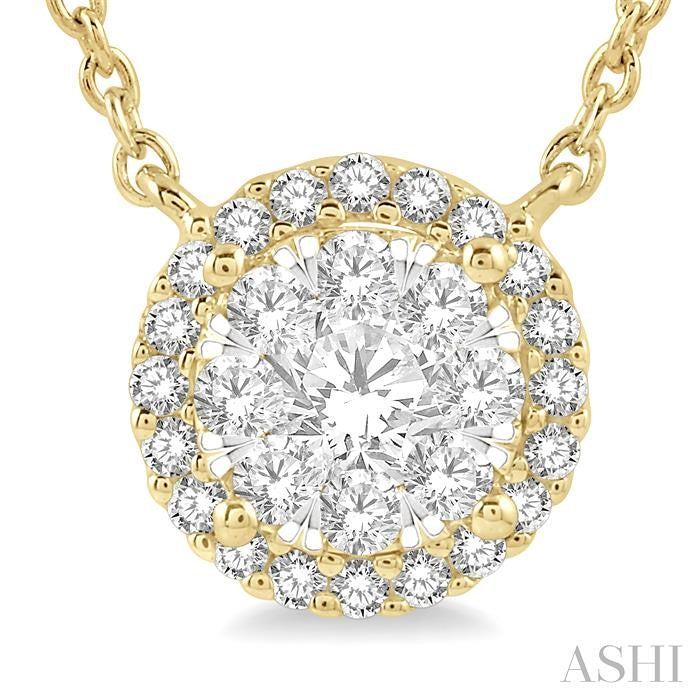 Round Shape Halo Lovebright Essential Diamond Pendant