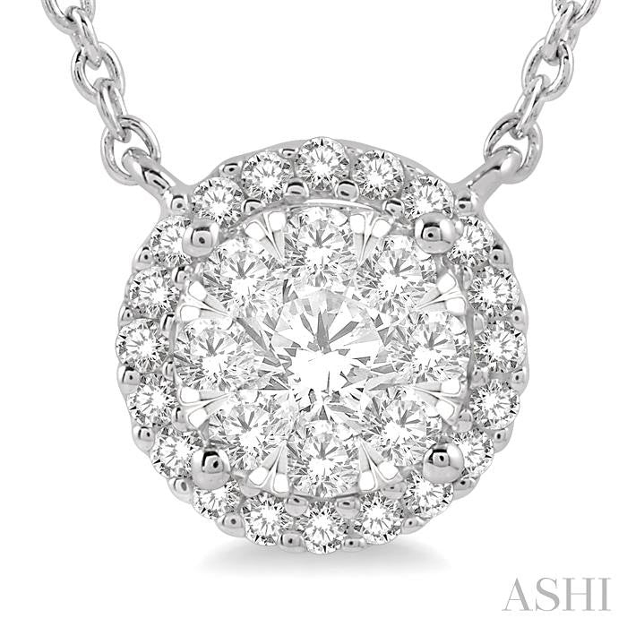 Round Shape Halo Lovebright Essential Diamond Pendant