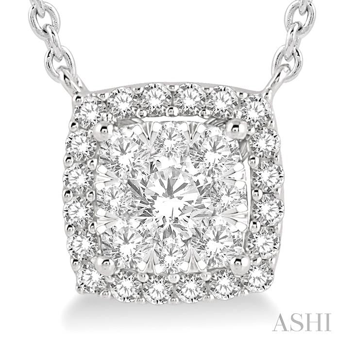 Cushion Shape Halo Lovebright Essential Diamond Pendant