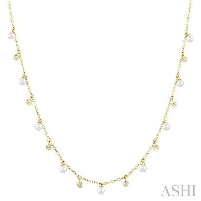 Pearl & Diamond Station Necklace