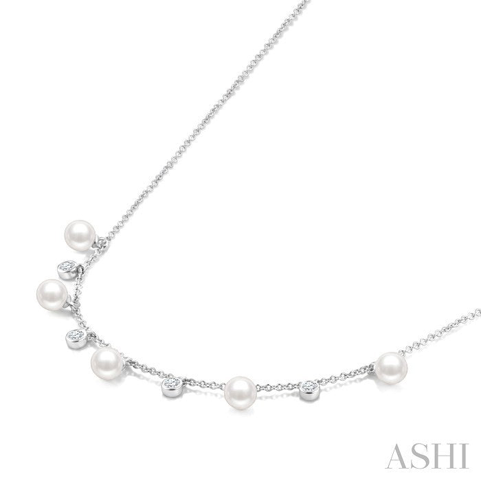 Pearl & Diamond Station Necklace