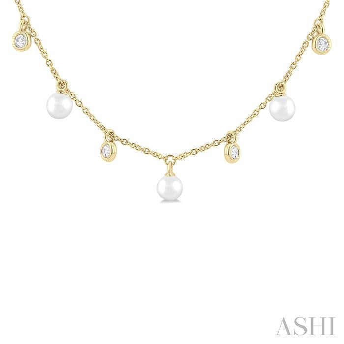 Pearl & Diamond Station Necklace