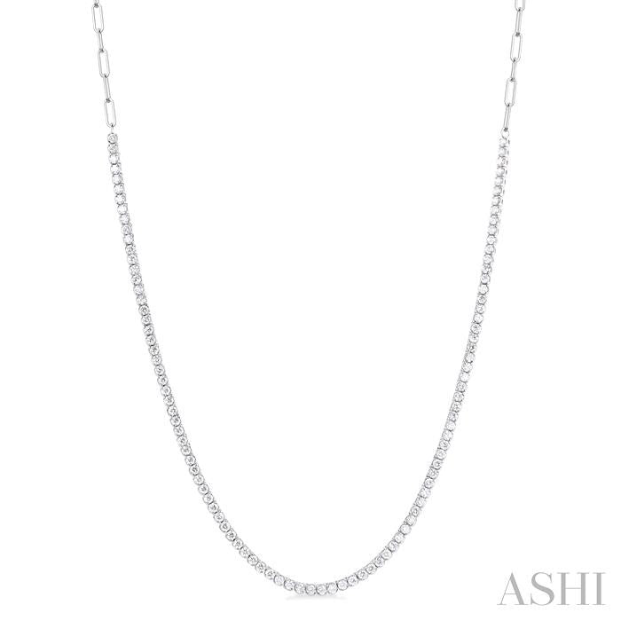 Paperclip Diamond Tennis Necklace
