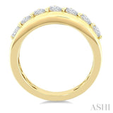 5/8 Ctw Pear Cut Diamond Bold Gold Fashion Wide Band in 14K Yellow Gold