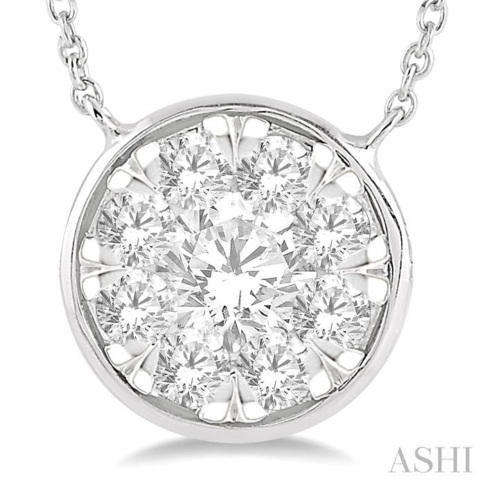 Round Shape Bezel Set Lovebright Essential Diamond Pendant