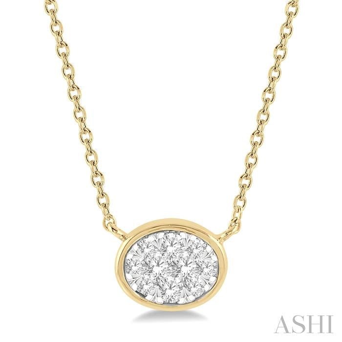 Oval Shape East-West Bezel Set Lovebright Essential Diamond Pendant