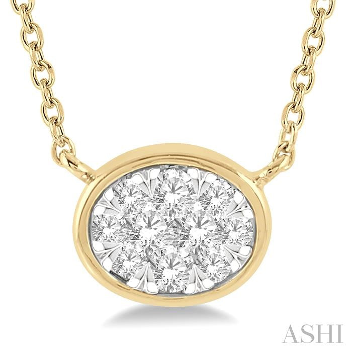 Oval Shape East-West Bezel Set Lovebright Essential Diamond Pendant