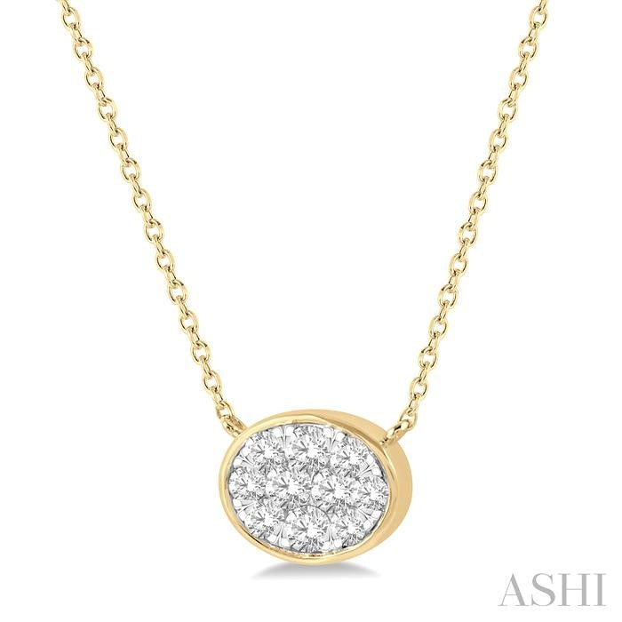 Oval Shape East-West Bezel Set Lovebright Essential Diamond Pendant