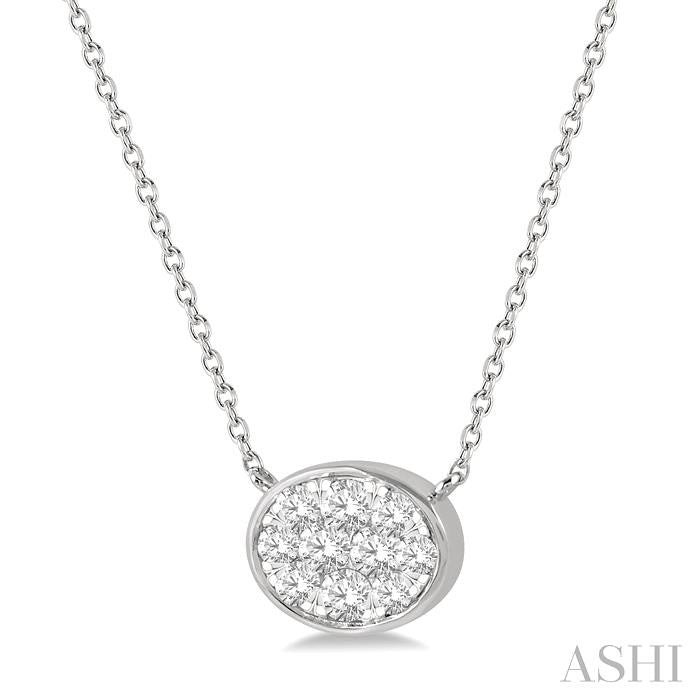 Oval Shape East-West Bezel Set Lovebright Essential Diamond Pendant