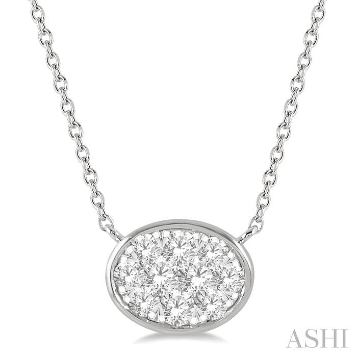 Oval Shape East-West Bezel Set Lovebright Essential Diamond Pendant