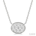 Oval Shape East-West Bezel Set Lovebright Essential Diamond Pendant