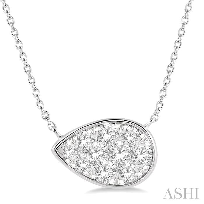 Pear Shape East-West Lovebright Essential Diamond Pendant