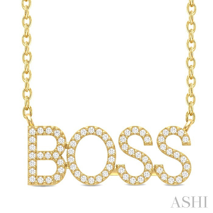 Block 'BOSS' Diamond Name Necklace