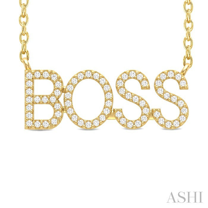 Block 'BOSS' Diamond Name Necklace
