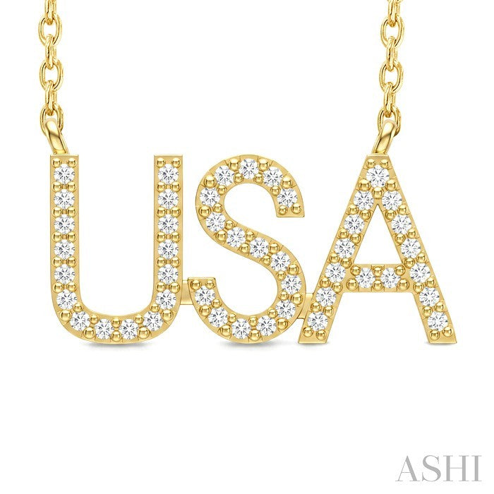 Block 'USA' Diamond Name Necklace