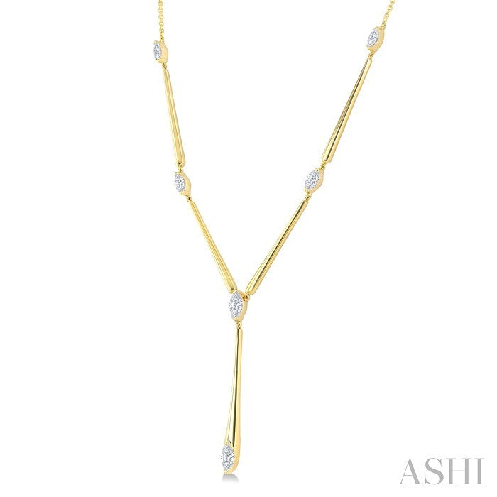 Marquise Shape Tapered Bar Diamond Fashion Necklace
