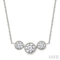 3 Stone Bezel Set Diamond Necklace