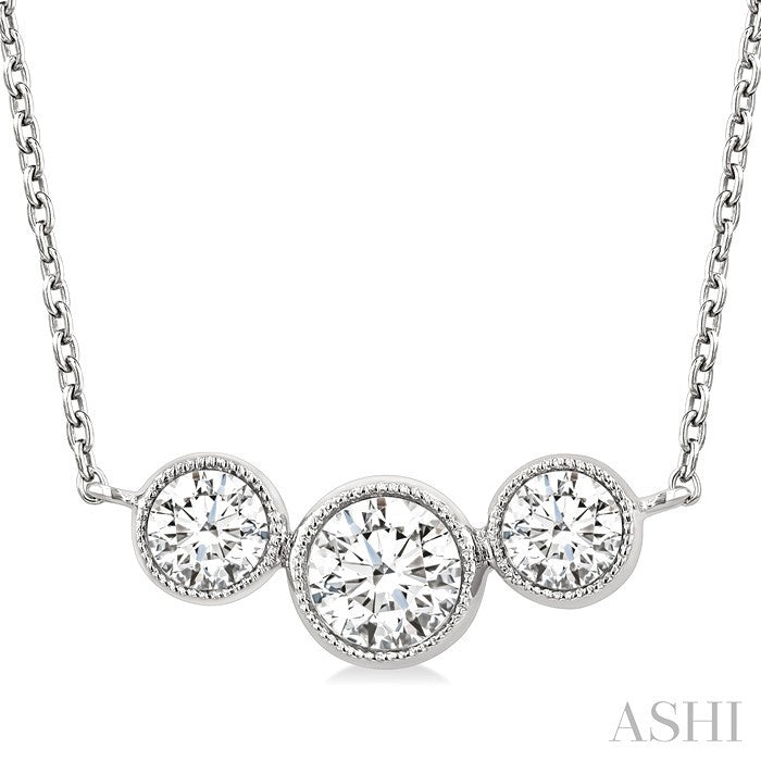 3 Stone Bezel Set Diamond Necklace