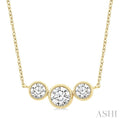 3 Stone Bezel Set Diamond Necklace
