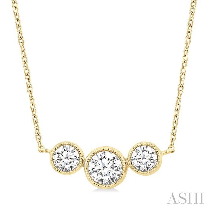 3 Stone Bezel Set Diamond Necklace