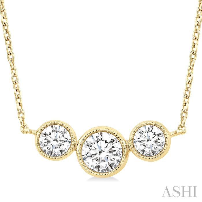 3 Stone Bezel Set Diamond Necklace