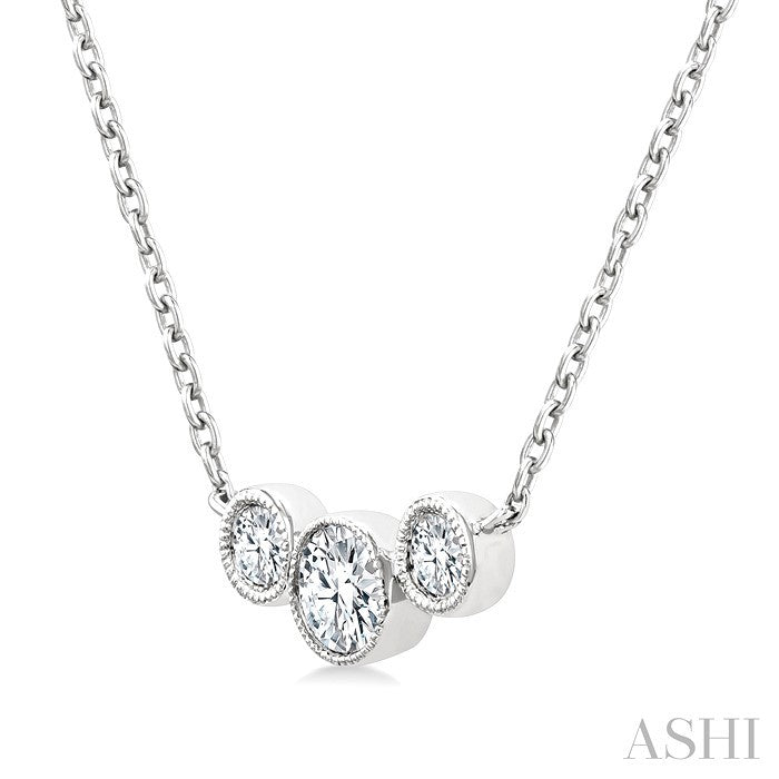 3 Stone Bezel Set Diamond Necklace
