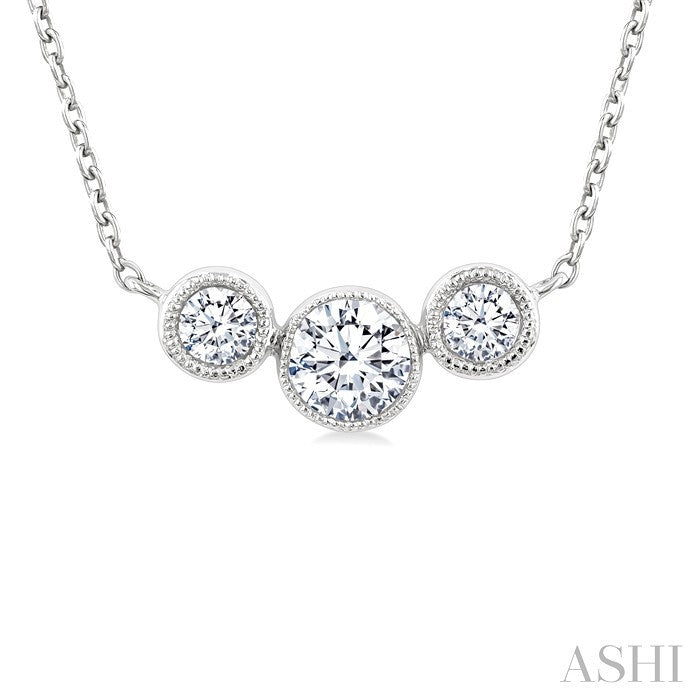 3 Stone Bezel Set Diamond Necklace