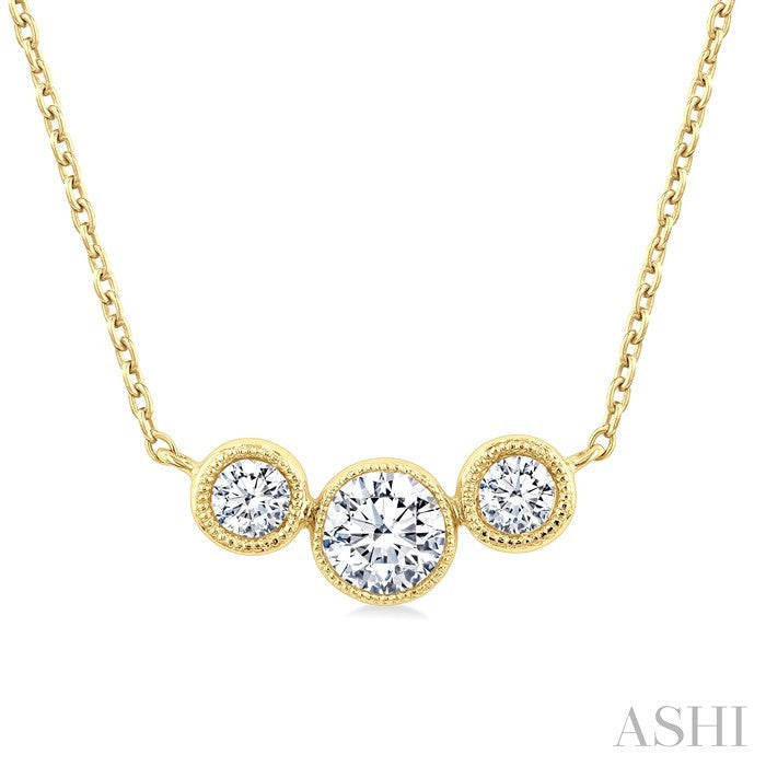 3 Stone Bezel Set Diamond Necklace